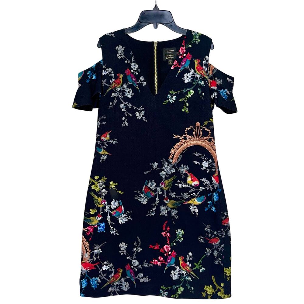 Ted Baker Floral Shift Dress Cold Shoulder